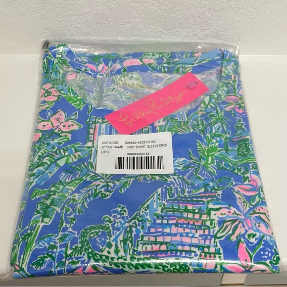 NWT Lilly Pulitzer Cody T-shirt Dress Sz XS Boca Blue Beneath The Bougainvillea - Picture 8 of 8